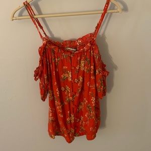 AMERICAN EAGLE Floral Red Tank Top